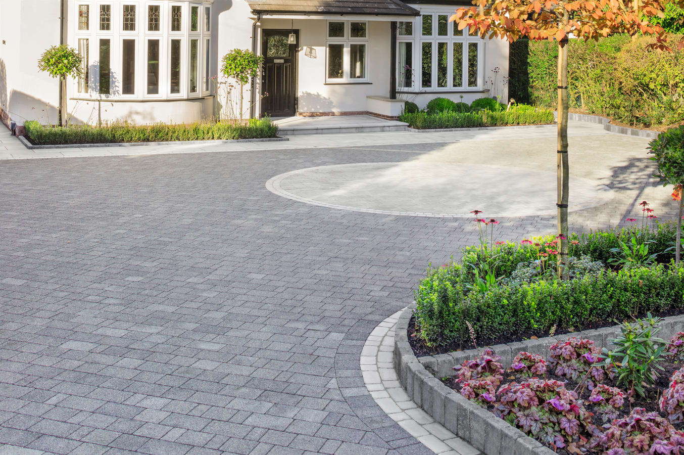 Marshalls Drivesett Argent Driveway Block paving in a bark colour installed on a driveway