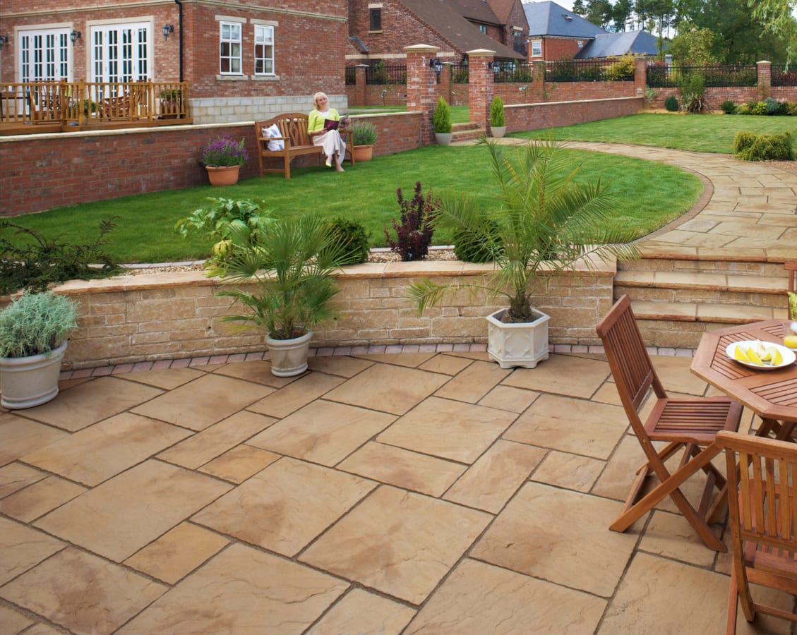 Marshalls Heritage Paving in a yorkstone colour installed 